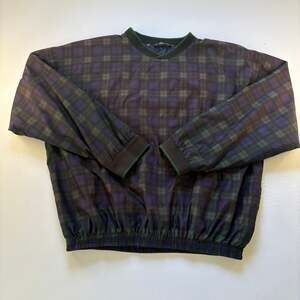 Vintage Haggar Golf Pullover, Mens XL, Plaid Purple & Green
